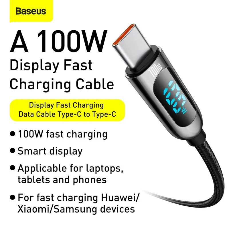 Baseus 100W PD Display Fast Charging Data Cable Type-C to Type-C  1m - Image 6