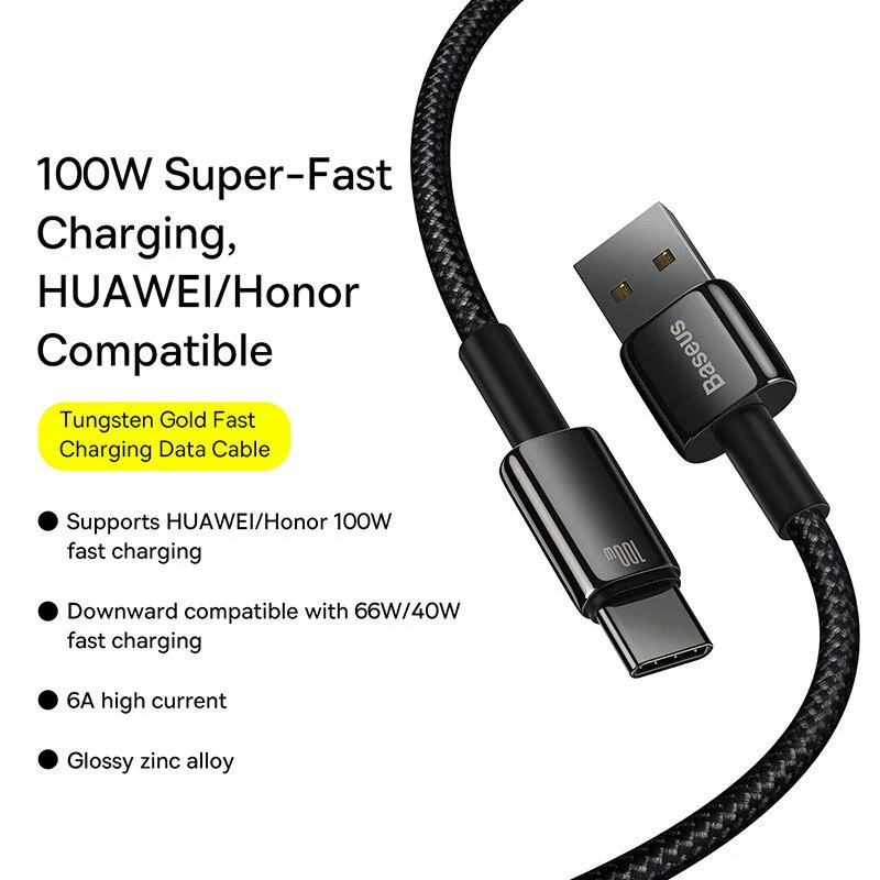 Baseus 100w USB-A to USB-C Cable USB to Type-C 1m, 2m - Image 8