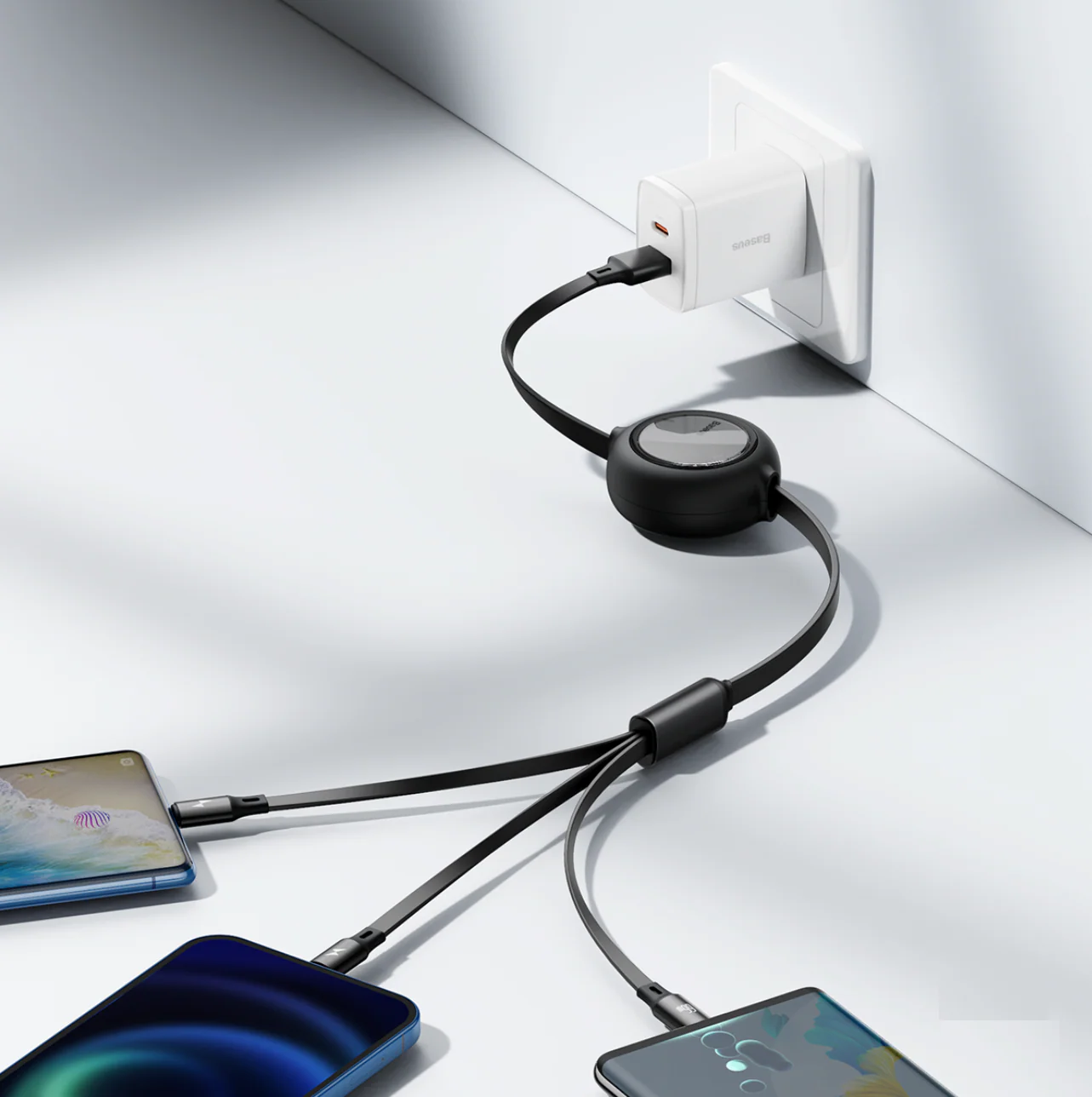 Baseus 3 in 1 Retractable 66W Type C Cable for iphone and Android - Image 4