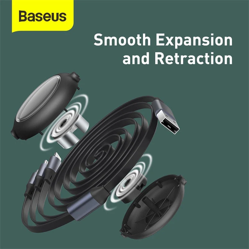 Baseus 3 in 1 Retractable 66W Type C Cable for iphone and Android - Image 6