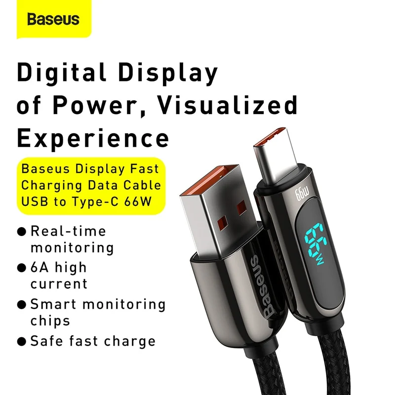 Baseus USB-A to USB-C 66W Display Data Cable USB to Type-C 1m,2m - Image 5