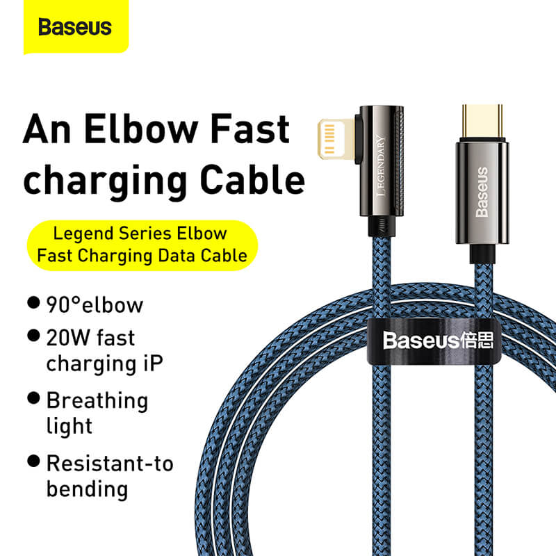 Basus PD 20W Elbow L-Shaped Type-C to Lightning Charging Cable 1m,2m - Image 10