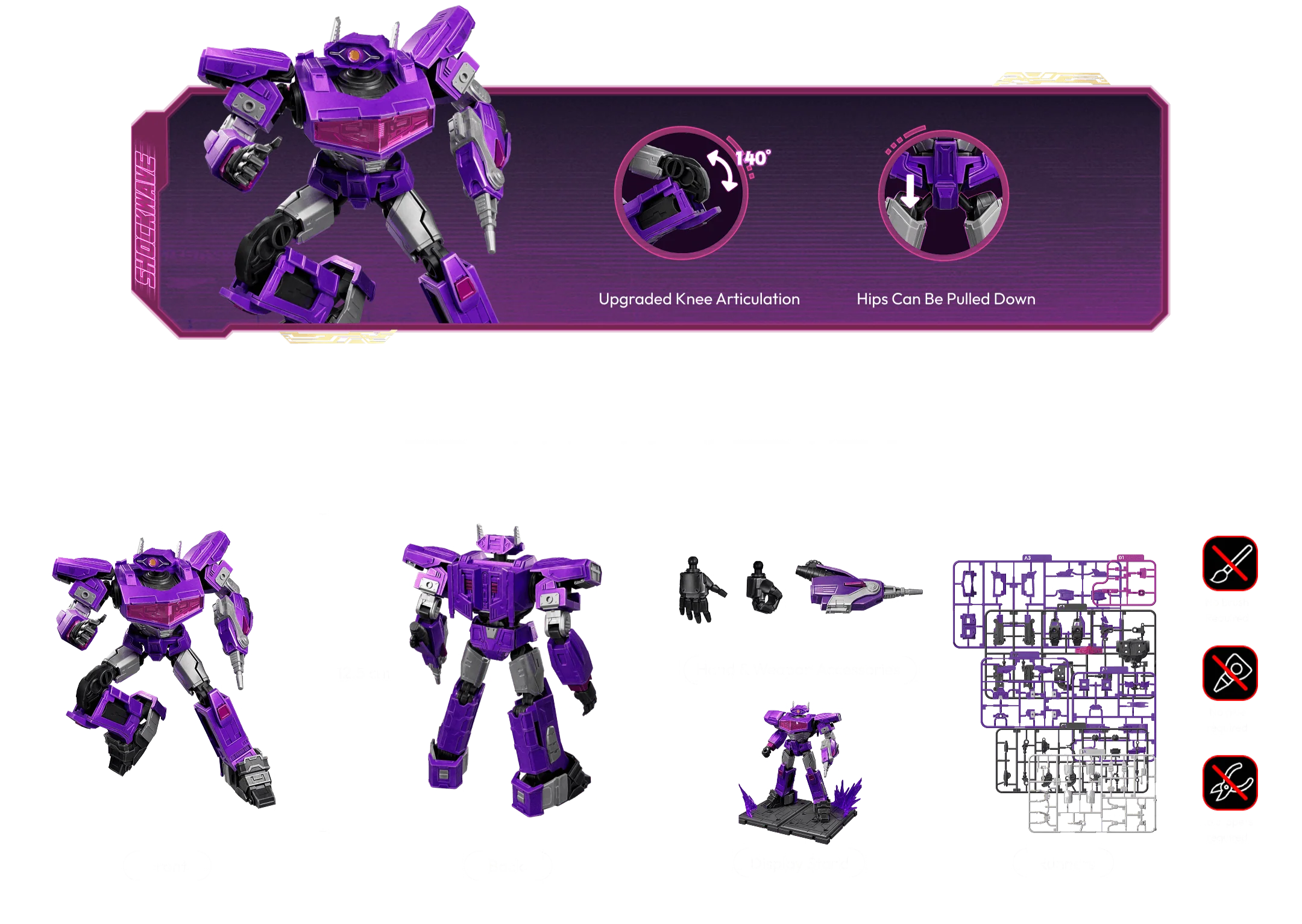 Blokees Transformers Shockwave 18 Model Kit Classic Class 18 Luminous Eyes & Chest - Image 7