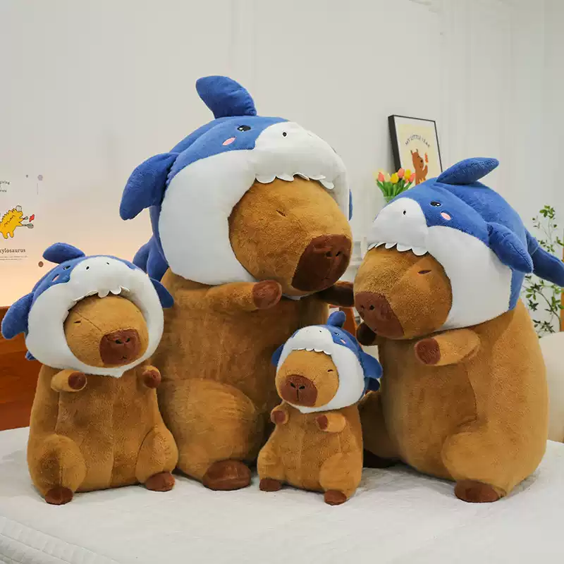 Cuddly Capybara Shark Hat Plush - 35CM - Image 5