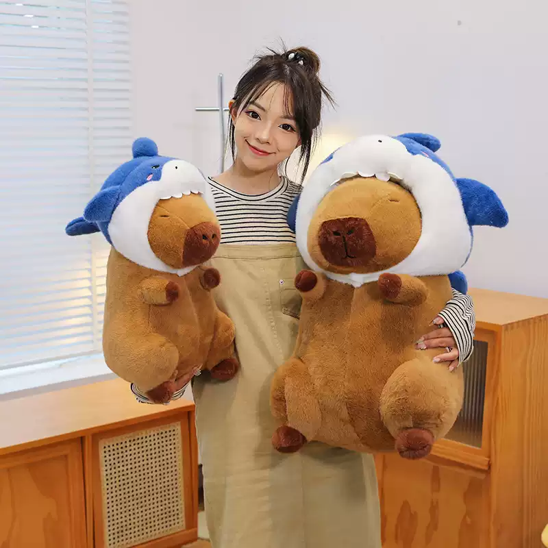 Cuddly Capybara Shark Hat Plush - 35CM - Image 9