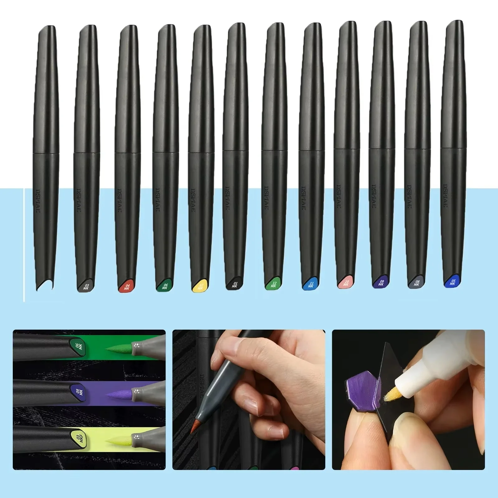 DSPIAE Eco-friendly Water-based Soft Head Markers MK