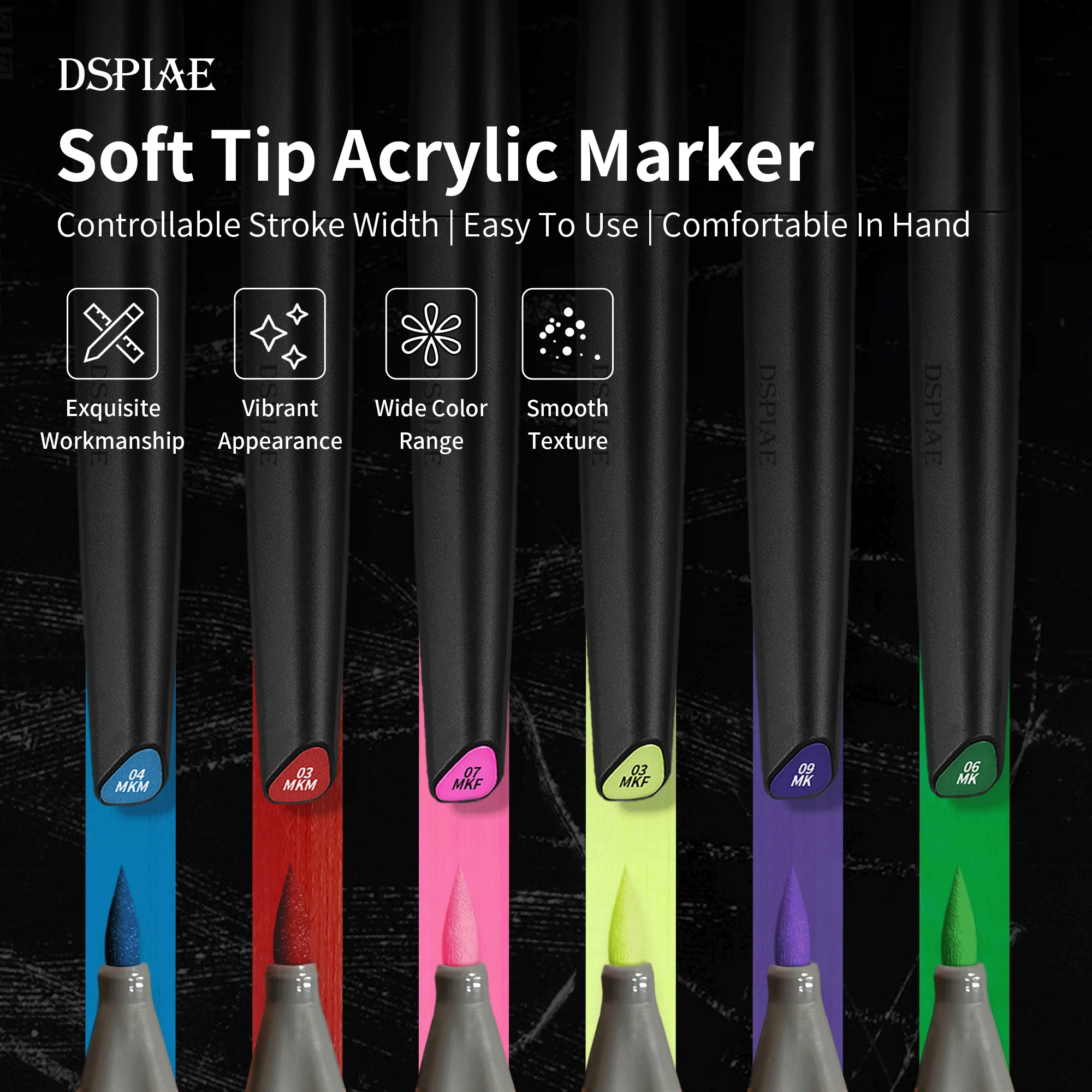 DSPIAE Eco-friendly Water-based Soft Head Markers MK - Image 2