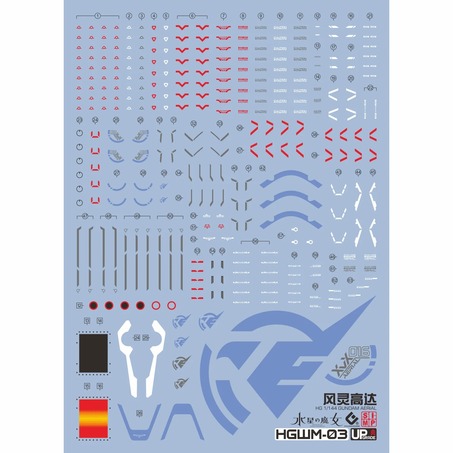 EVO Decal - HG 1/144 Aerial - Fluorescent - Image 2