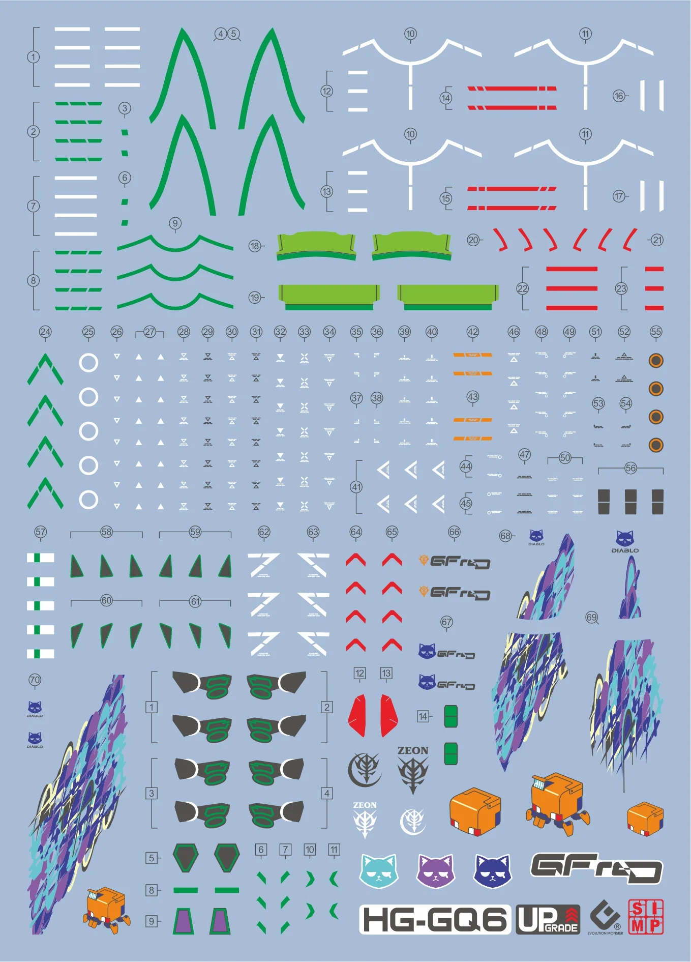 EVO Decal - HG 1/144 GQuuuuuuX GFreD - Fluorescent - Image 2