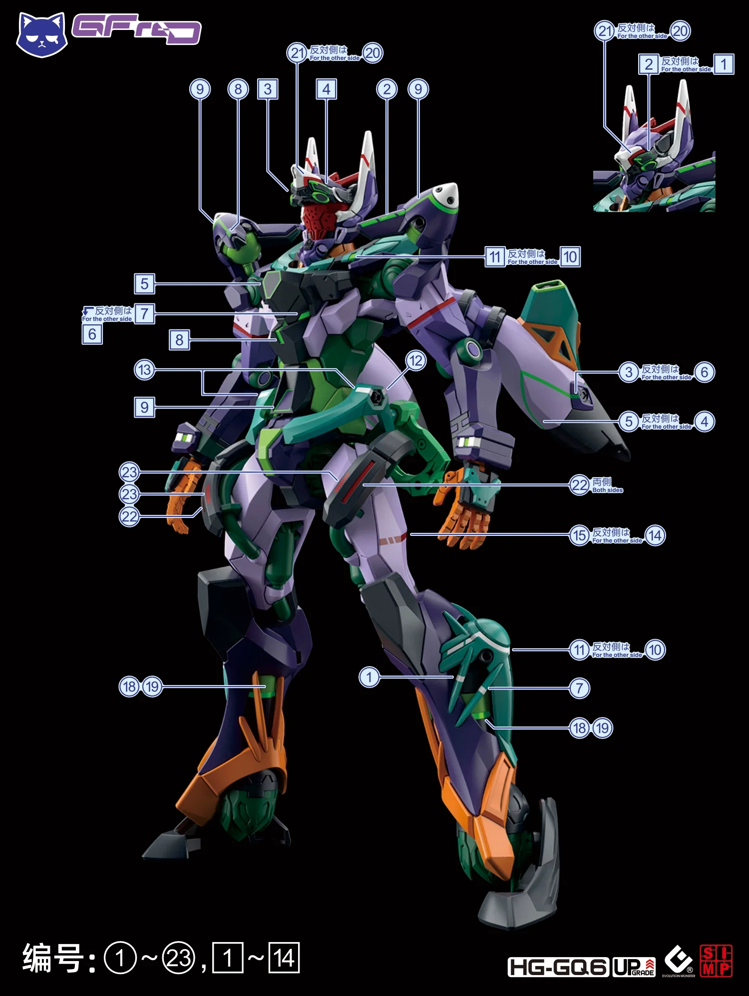 EVO Decal - HG 1/144 GQuuuuuuX GFreD - Fluorescent - Image 3