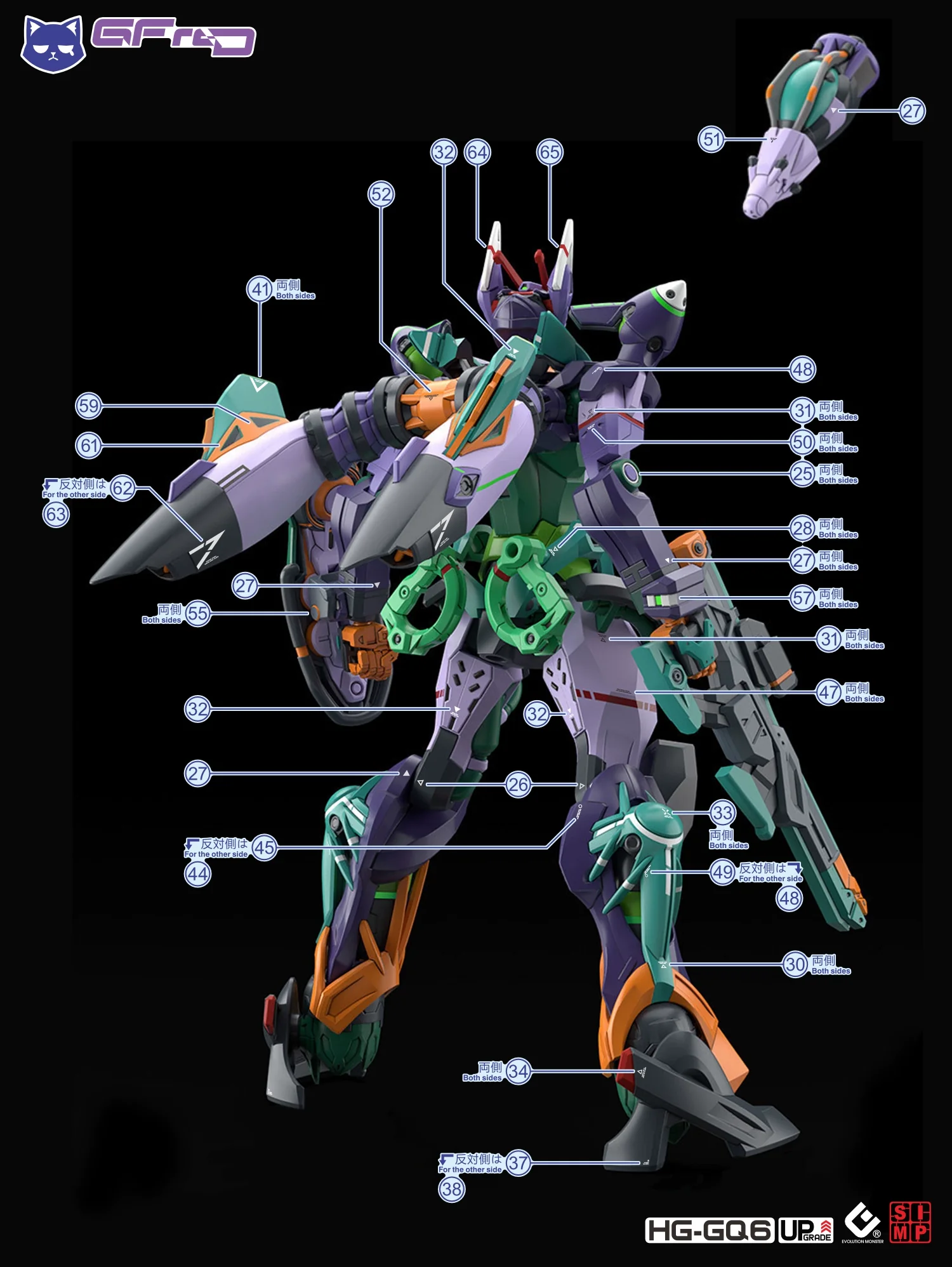 EVO Decal - HG 1/144 GQuuuuuuX GFreD - Fluorescent - Image 6