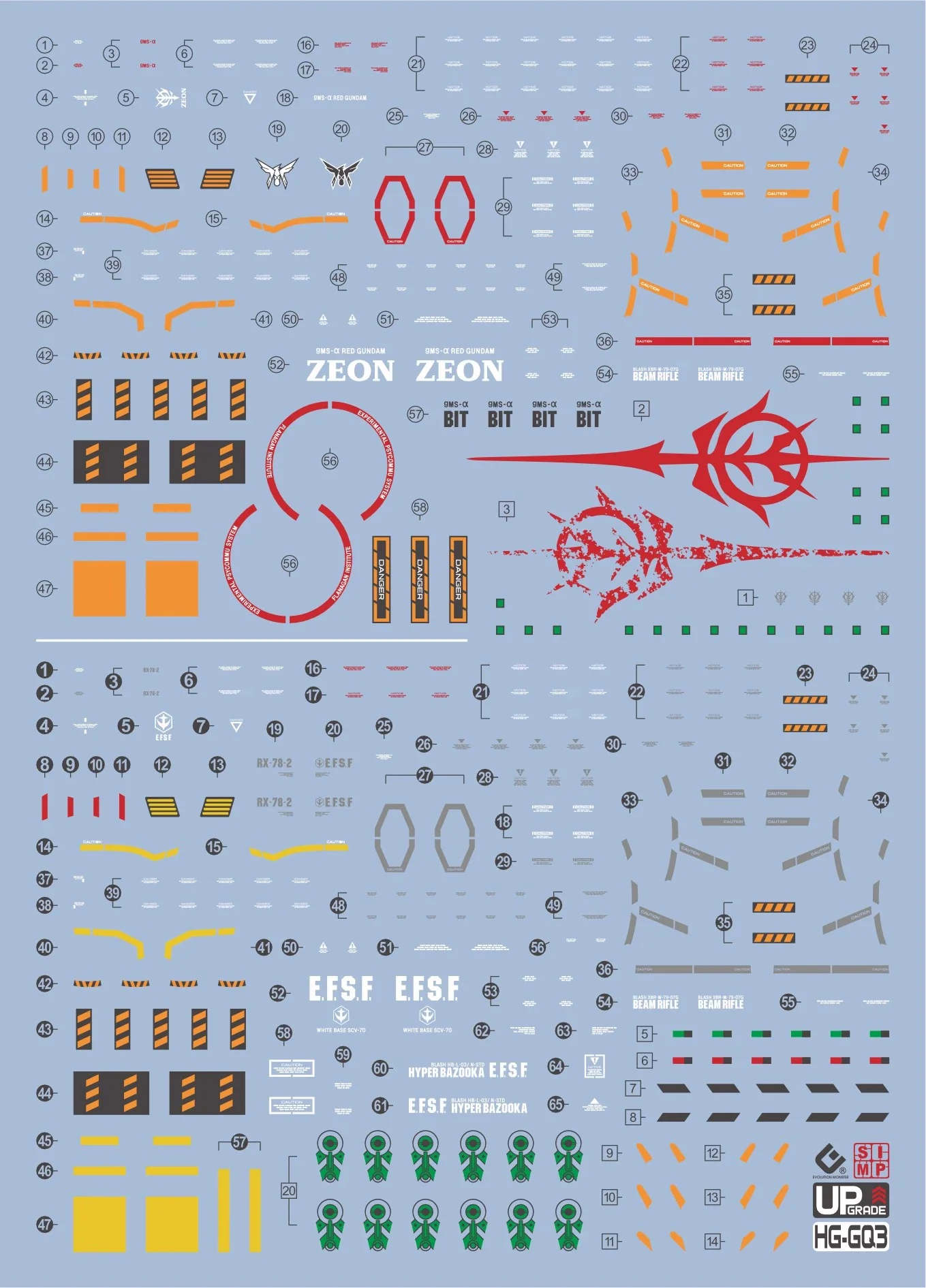 EVO Decal - HG 1/144 GQuuuuuuX White Gundam And Red Gundam 2 In 1 - Fluorescent - Image 2