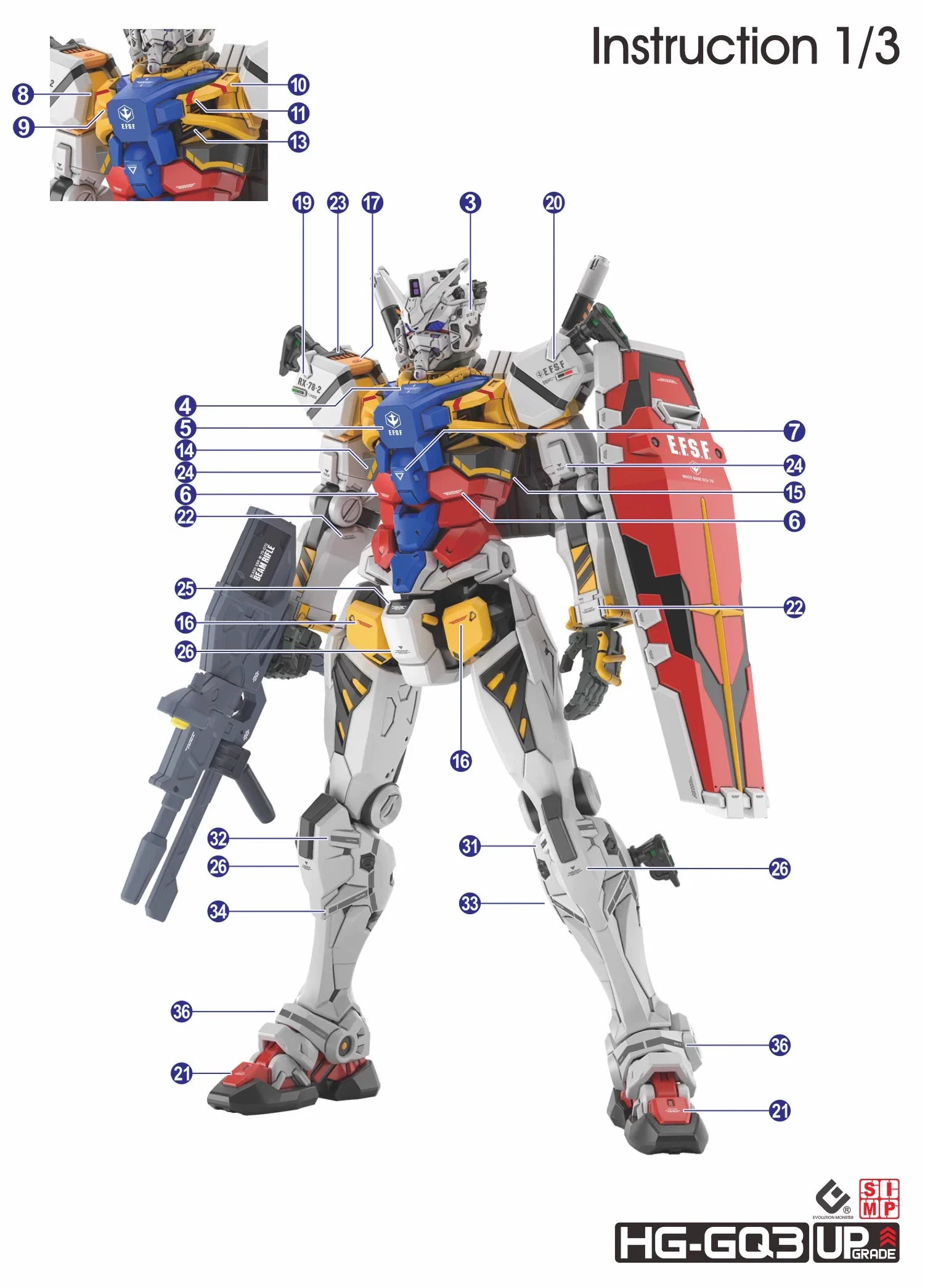 EVO Decal - HG 1/144 GQuuuuuuX White Gundam And Red Gundam 2 In 1 - Fluorescent - Image 6