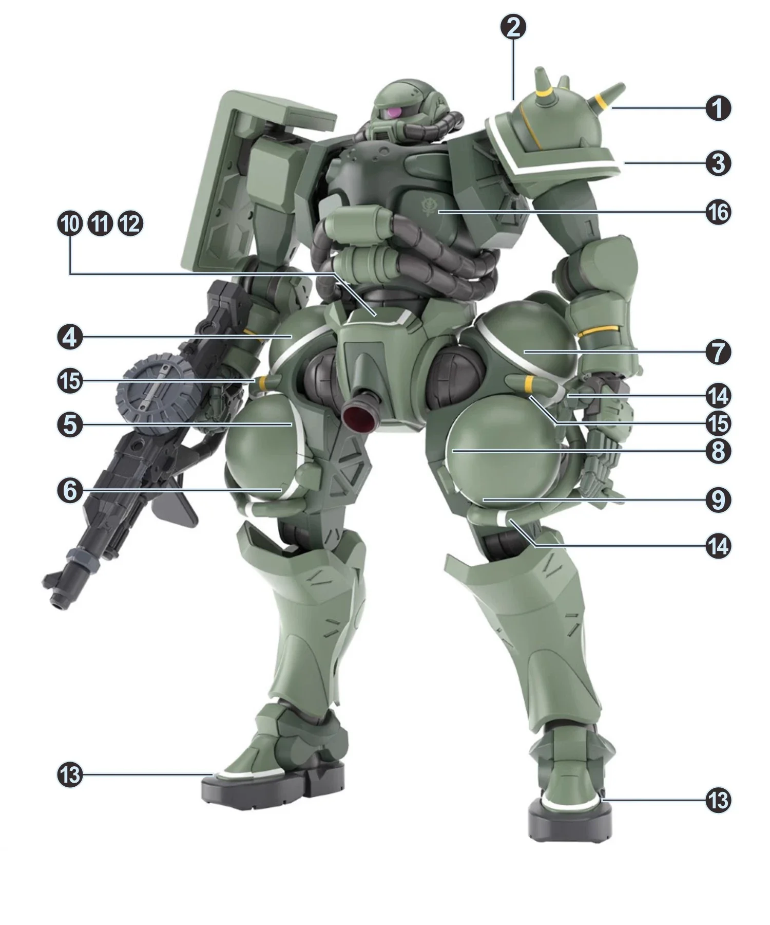 EVO Decal - HG 1/144 GQuuuuuuX Zaku For Green Zaku, Chars's Zaku, Military Police Zaku - Fluorescent - Image 3