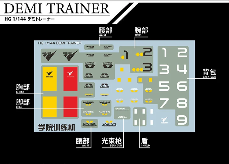 EVO Decal - HG 1/144 Gundam Aerial & Lfrith & Mirasoul Flight Unit & Chuchus Demi Trainer & Demi Trainer- Fluorescent - Image 13