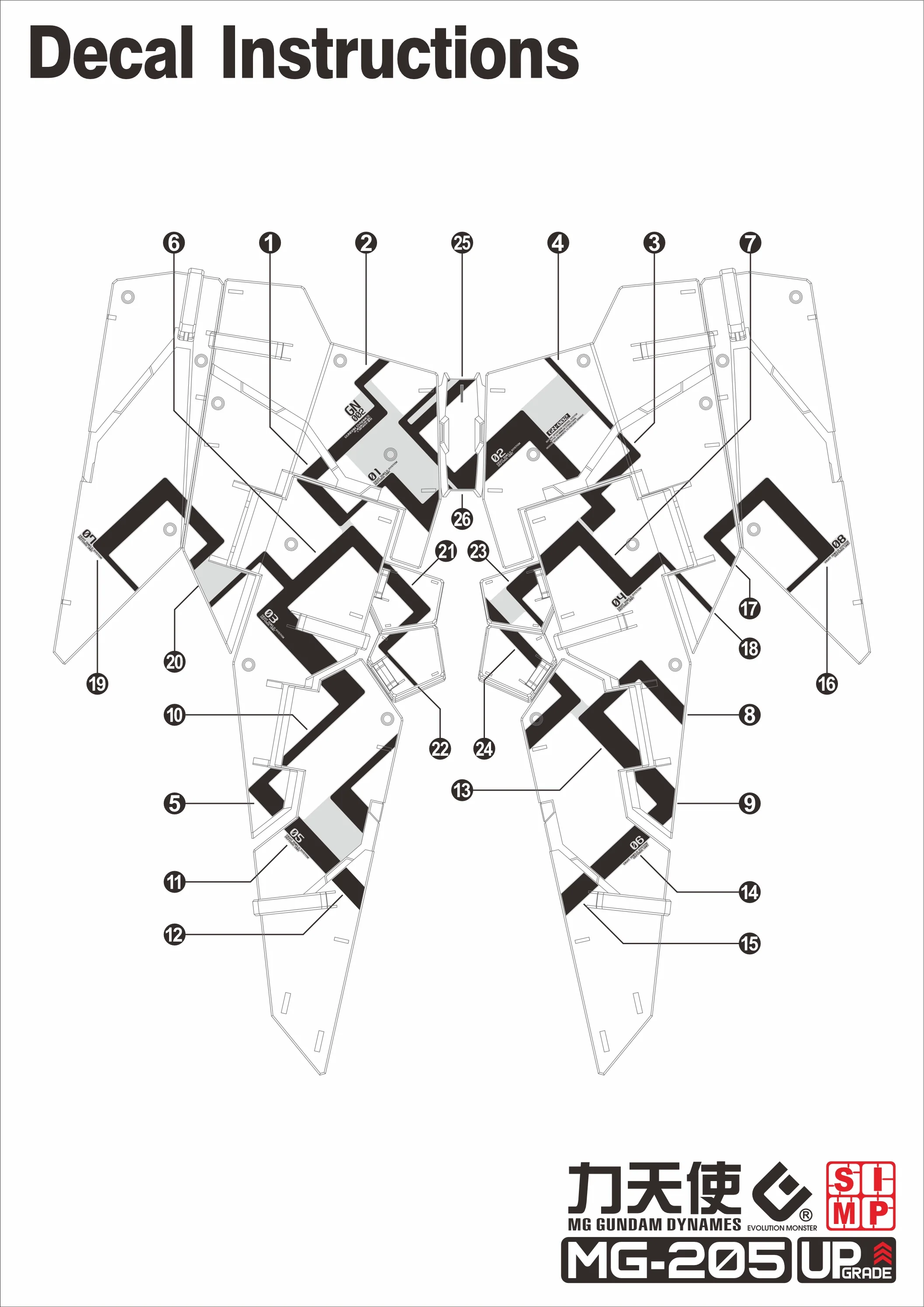 EVO Decal - MG 1/100 Gundam Dyunames - Fluorescent - Image 3