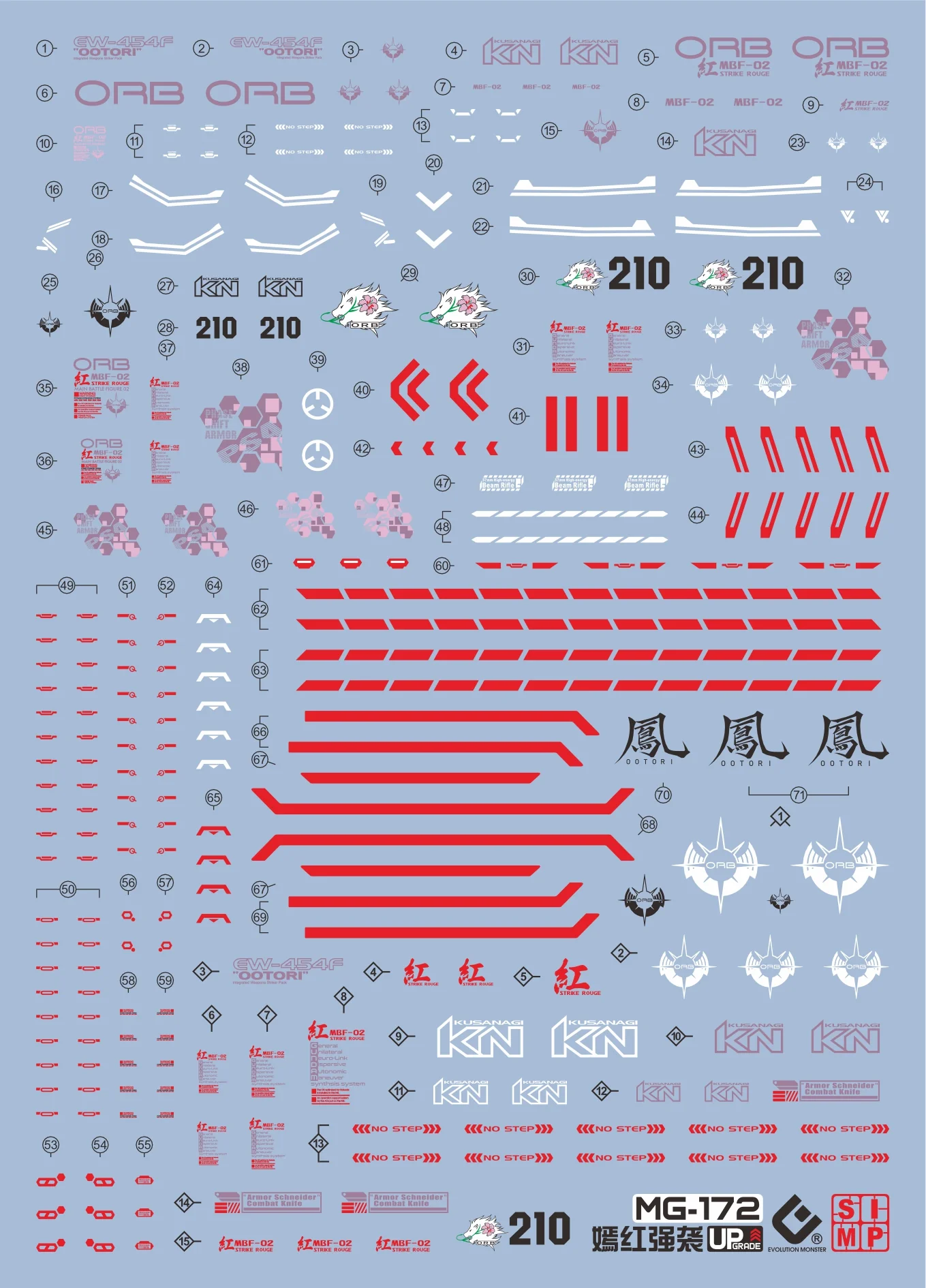 EVO Decal - MG 1/100 Gundam Strike Rouge Ootori (Ver. RM) - Fluorescent - Image 2