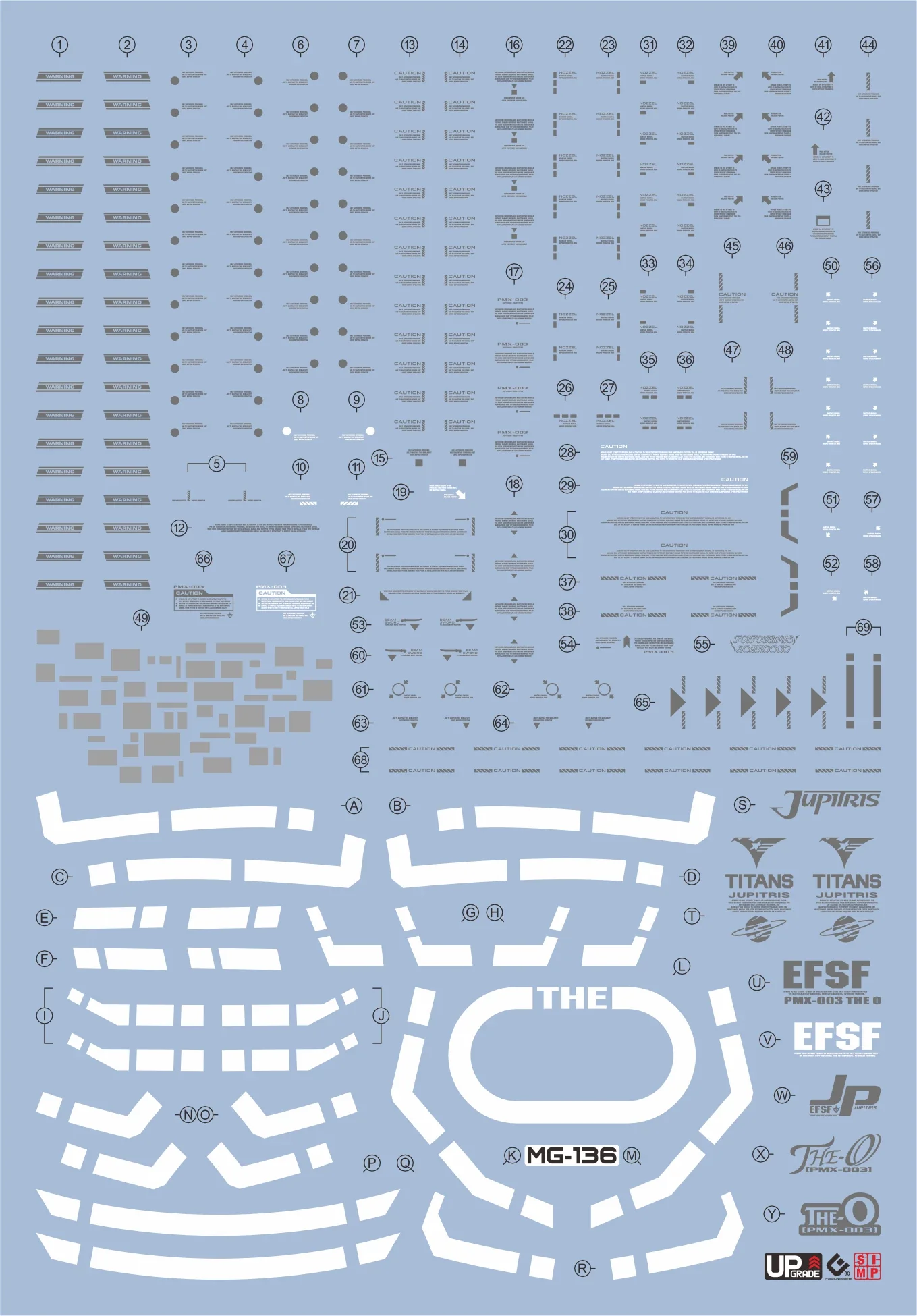 EVO Decal - MG 1/100 Gundam The-O - Fluorescent - Image 2