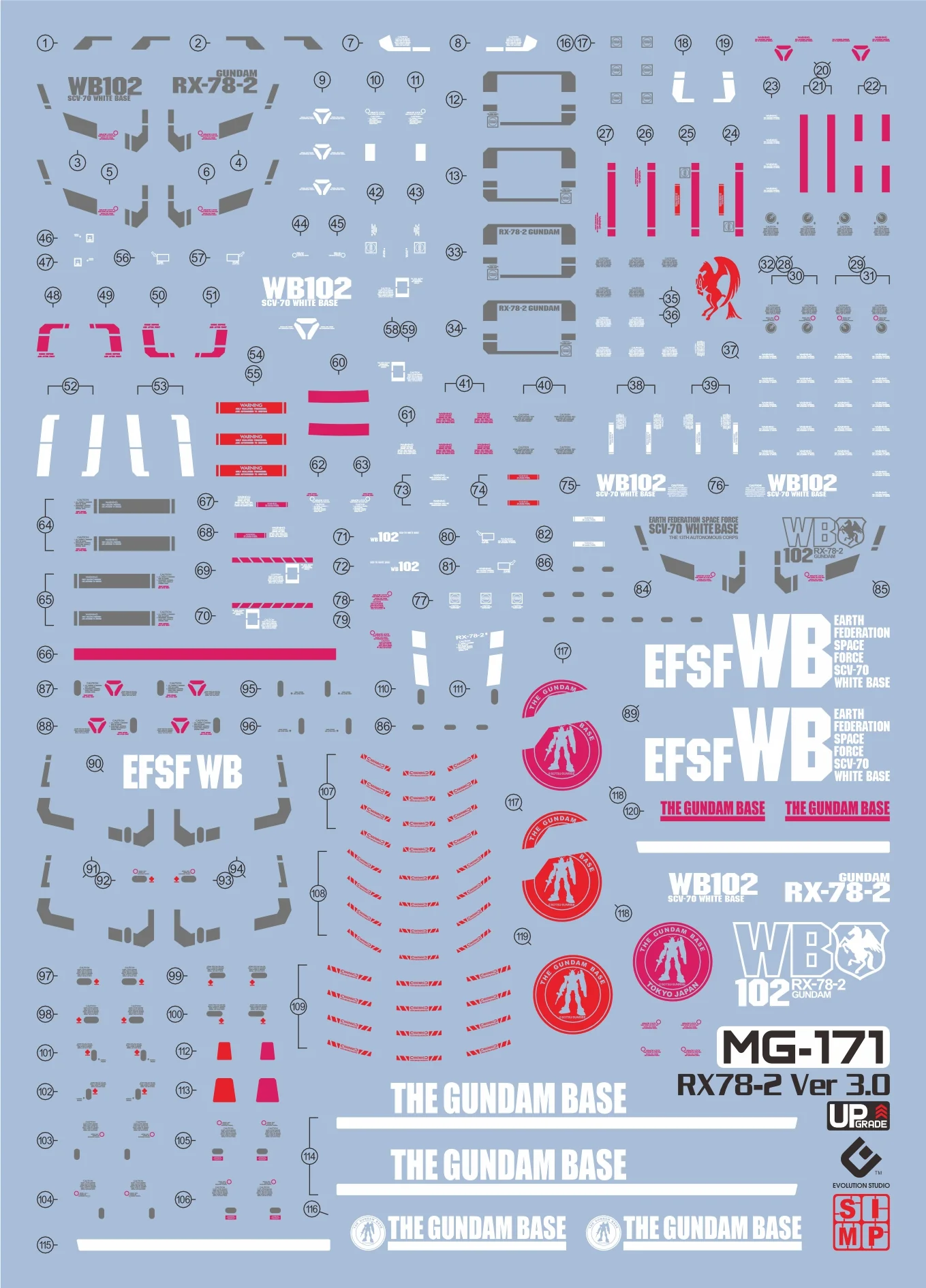 EVO Decal - MG RX78-2 Ver.3.0 - Fluorescent - Image 2