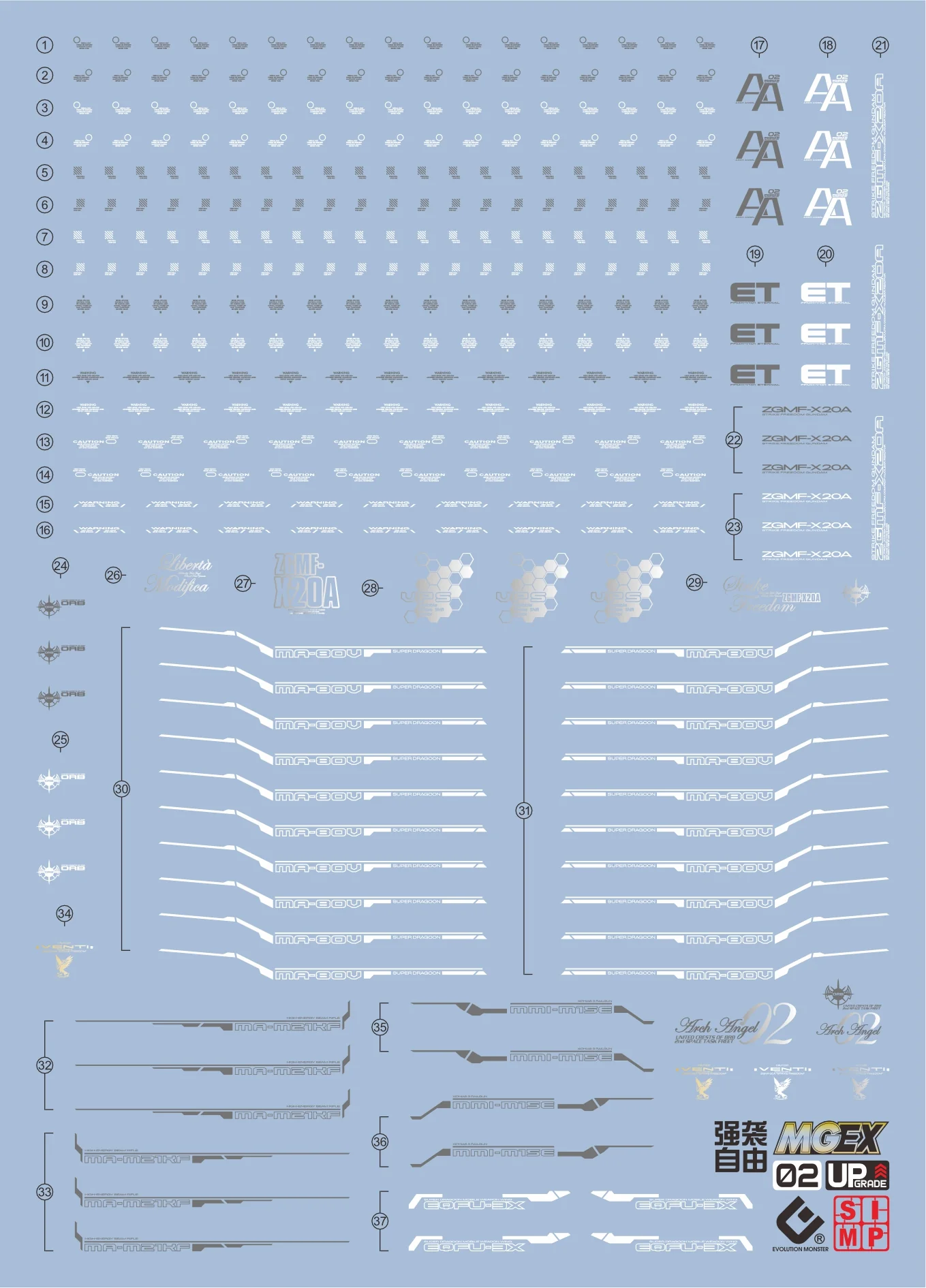 EVO Decal- MGEX 1/100 SEED Strike Freedom - Image 2