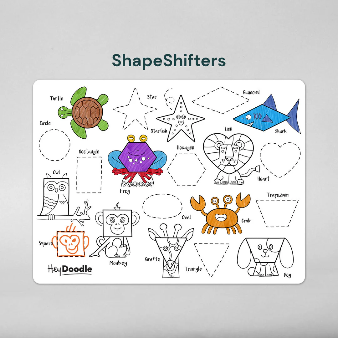 HeyDoodle - ShapeShifters Classic Colouring & Doodle Mat - Image 3