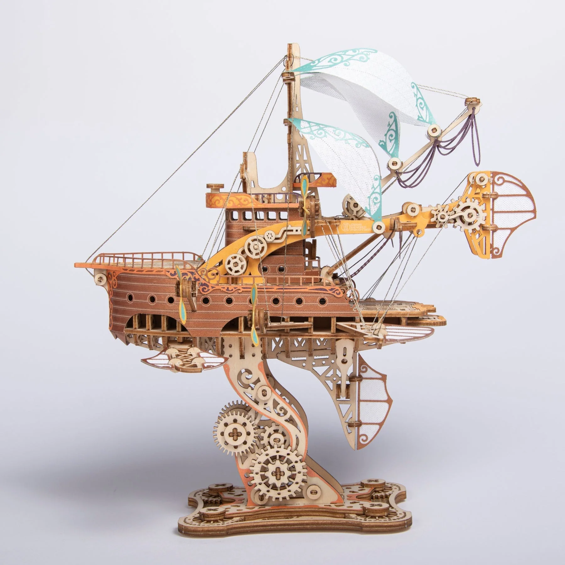 HowCat Masterpiece Fantasy Airships 3d Wooden Puzzle - Image 12