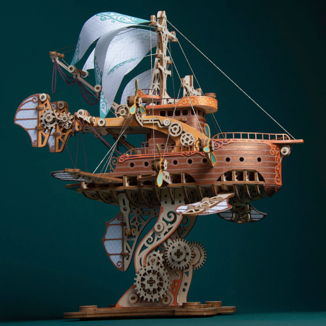 HowCat Masterpiece Fantasy Airships 3d Wooden Puzzle - Image 2