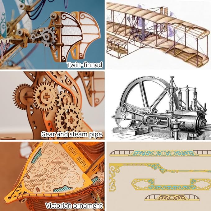 HowCat Masterpiece Fantasy Airships 3d Wooden Puzzle - Image 3