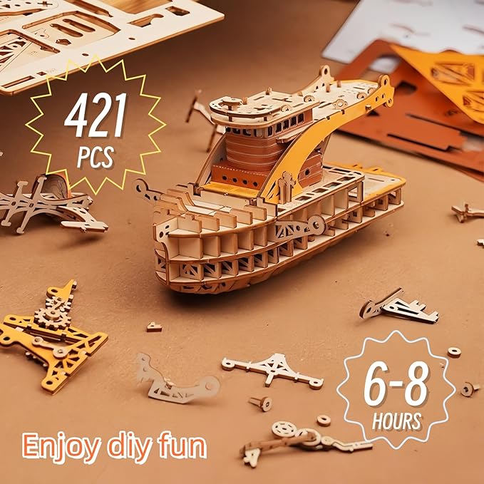 HowCat Masterpiece Fantasy Airships 3d Wooden Puzzle - Image 4