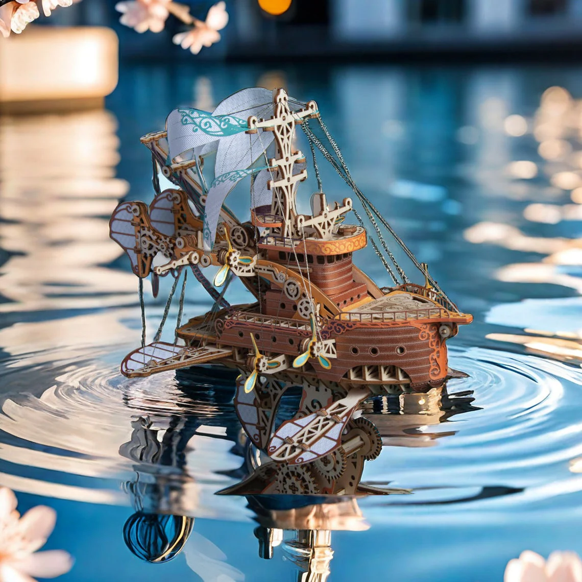 HowCat Masterpiece Fantasy Airships 3d Wooden Puzzle - Image 5