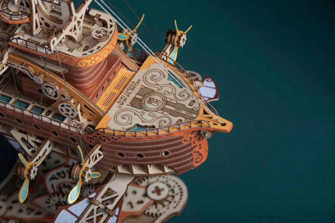 HowCat Masterpiece Fantasy Airships 3d Wooden Puzzle - Image 8