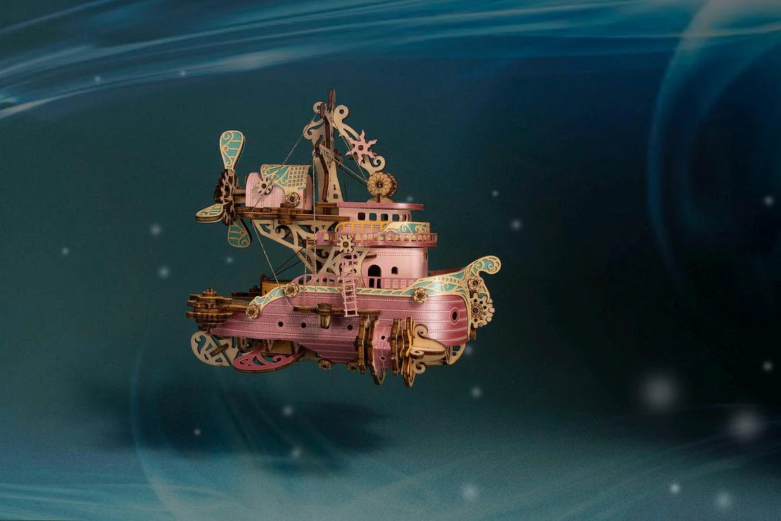 HowCat Dudu Masterpiece Fantasy Spaceship 3d Wooden Puzzle - Image 6