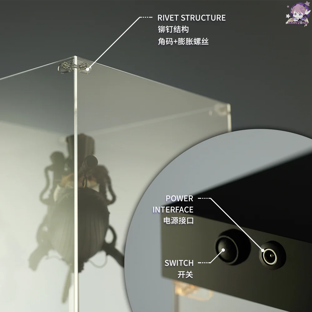 Model Kit and Figures LED Light Luminous Display Box(Acrylic Case) - Black - Image 5
