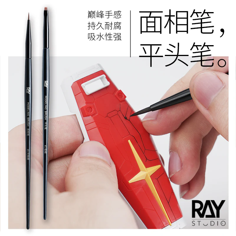 Ray Studio Model Kit Pointed & Flat Brush - Image 10
