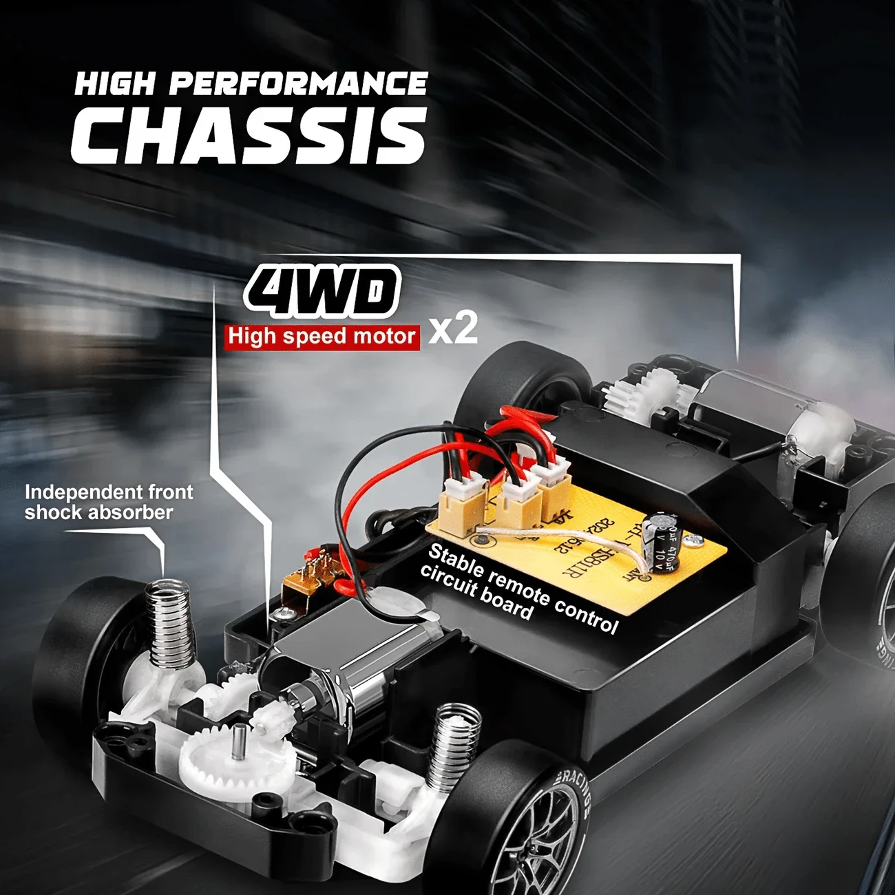 Remote Control Drifting Car - 1:24 Multicolored RC Car With LED Lights - Image 10