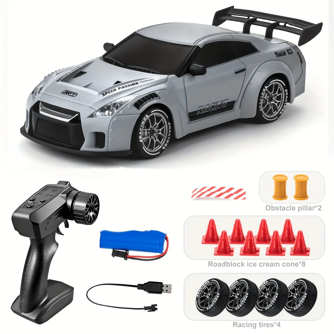 Remote Control Drifting Car - 1:24 Multicolored RC Car With LED Lights - Image 2