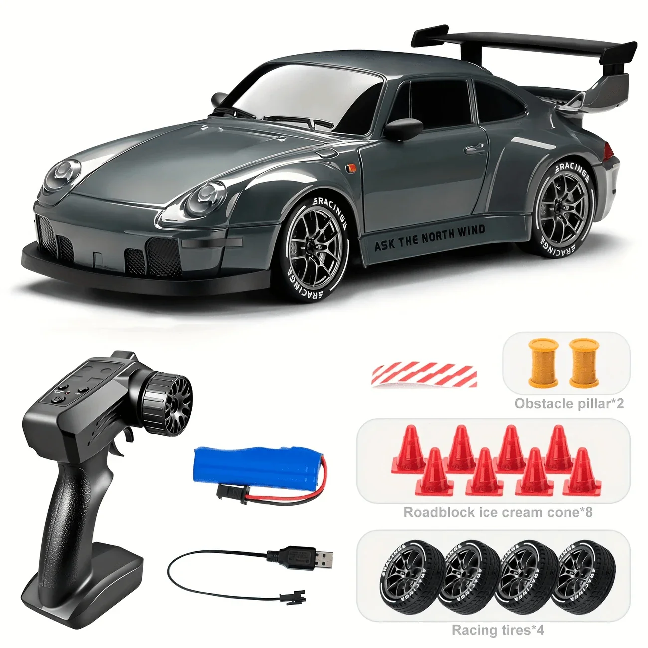 Remote Control Drifting Car - 1:24 Multicolored RC Car With LED Lights - Image 4
