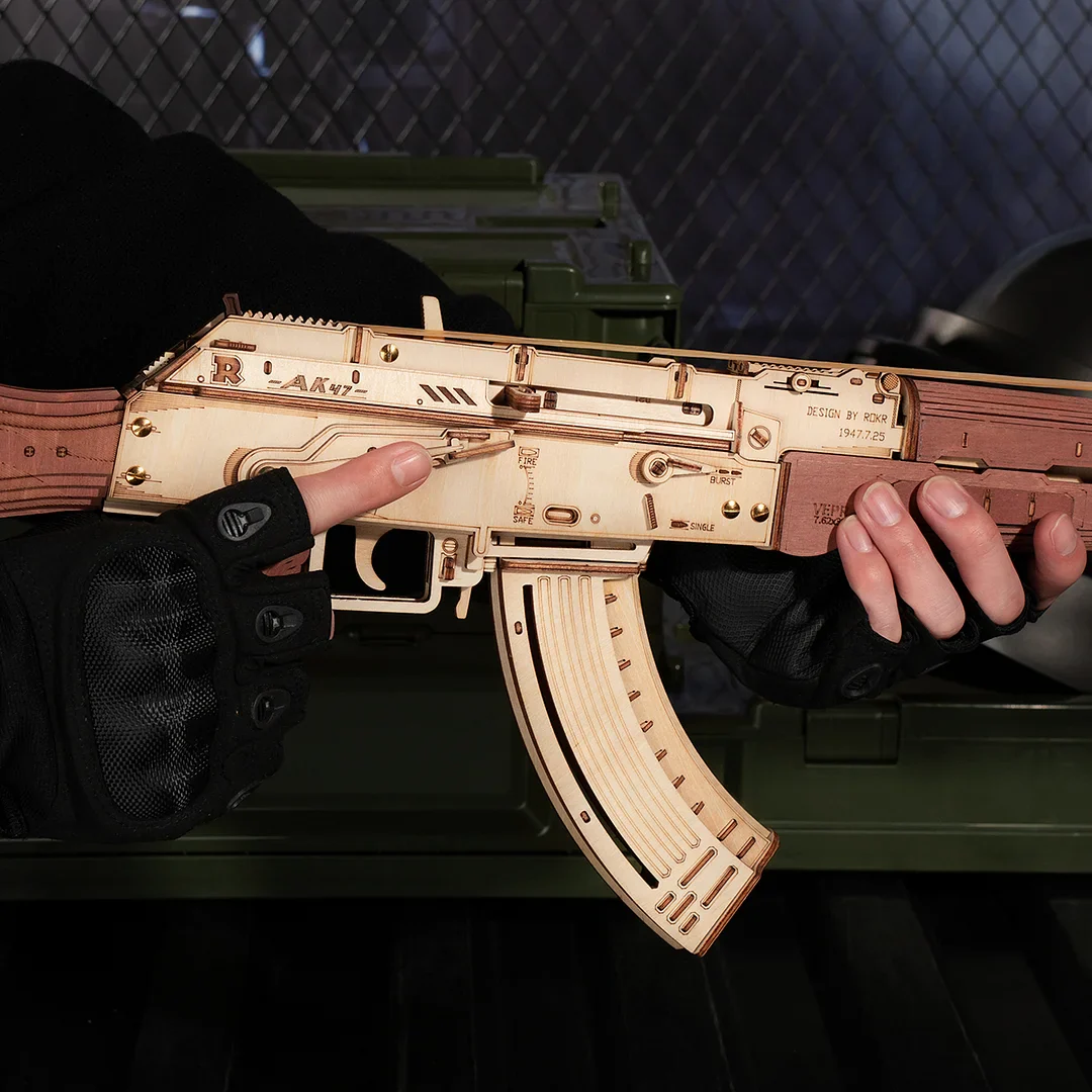 ROKR AK-47 Assault Rifle Toy Gun 3D Wooden Puzzle LQ901 - Image 4