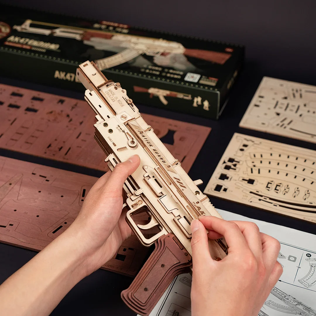ROKR AK-47 Assault Rifle Toy Gun 3D Wooden Puzzle LQ901 - Image 5