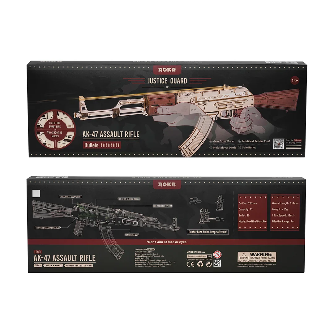 ROKR AK-47 Assault Rifle Toy Gun 3D Wooden Puzzle LQ901 - Image 7