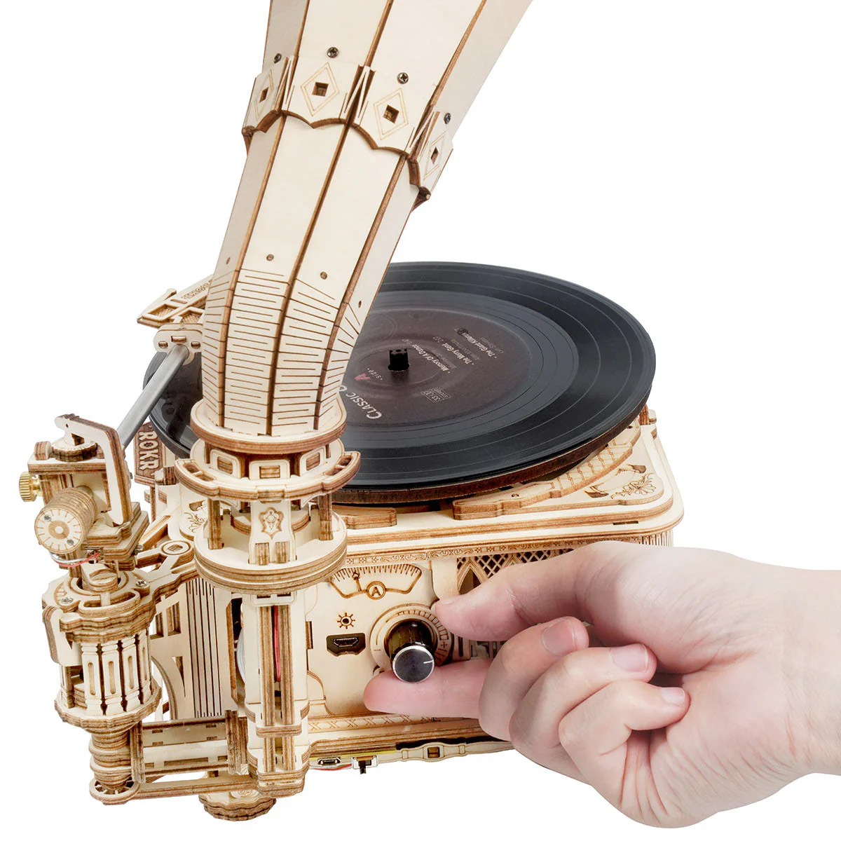 ROKR Classic Gramophone 3D Wooden Puzzle LKB01 (Hand version) - Image 5