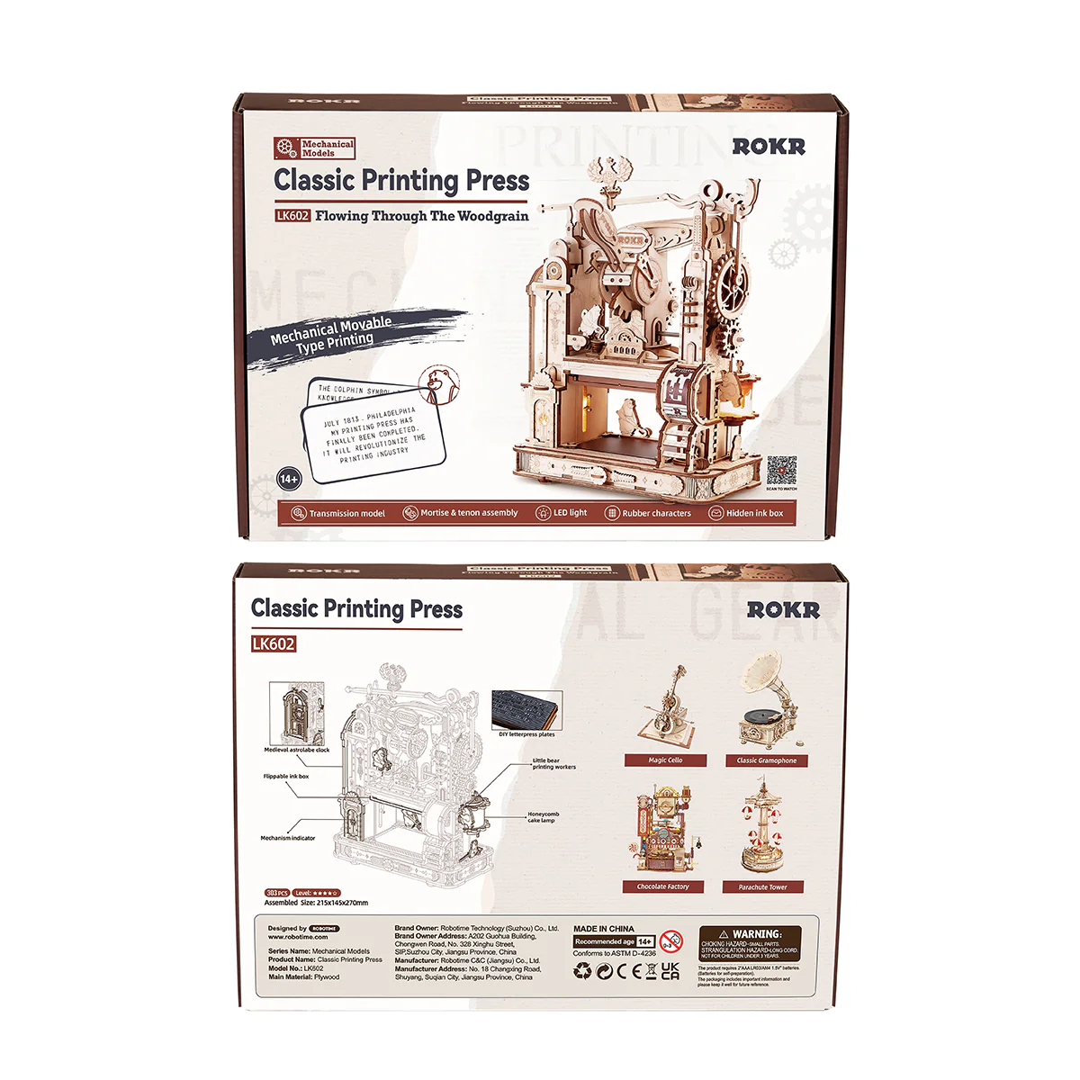 ROKR Classic Printing Press 3D Wooden Puzzle LK602 - Image 7