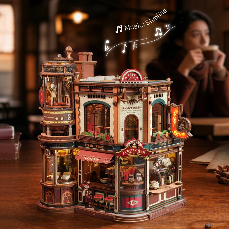 ROKR Dream Coffee Factory Music Box Wooden 3D Puzzle EAB02 [PRE-ORDER] - Image 2