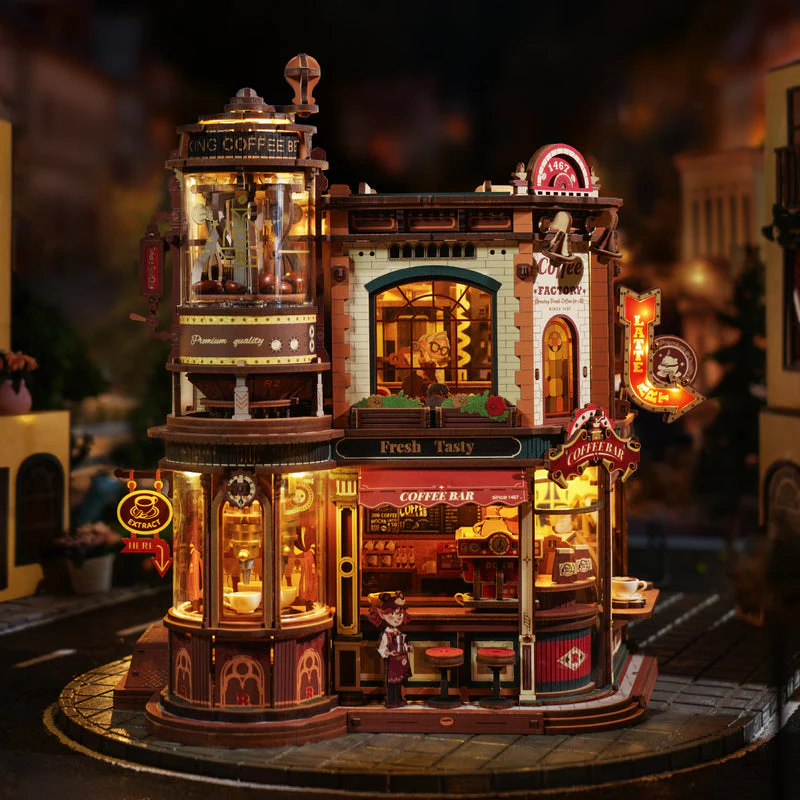 ROKR Dream Coffee Factory Music Box Wooden 3D Puzzle EAB02 [PRE-ORDER] - Image 3