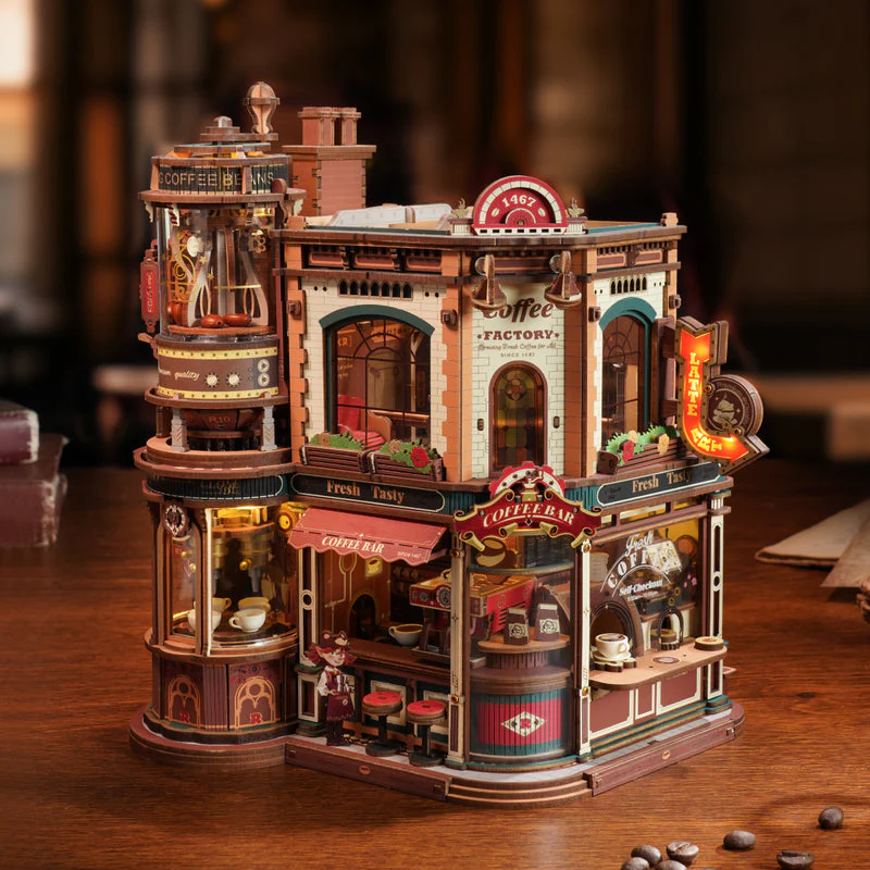 ROKR Dream Coffee Factory Music Box Wooden 3D Puzzle EAB02 [PRE-ORDER] - Image 4