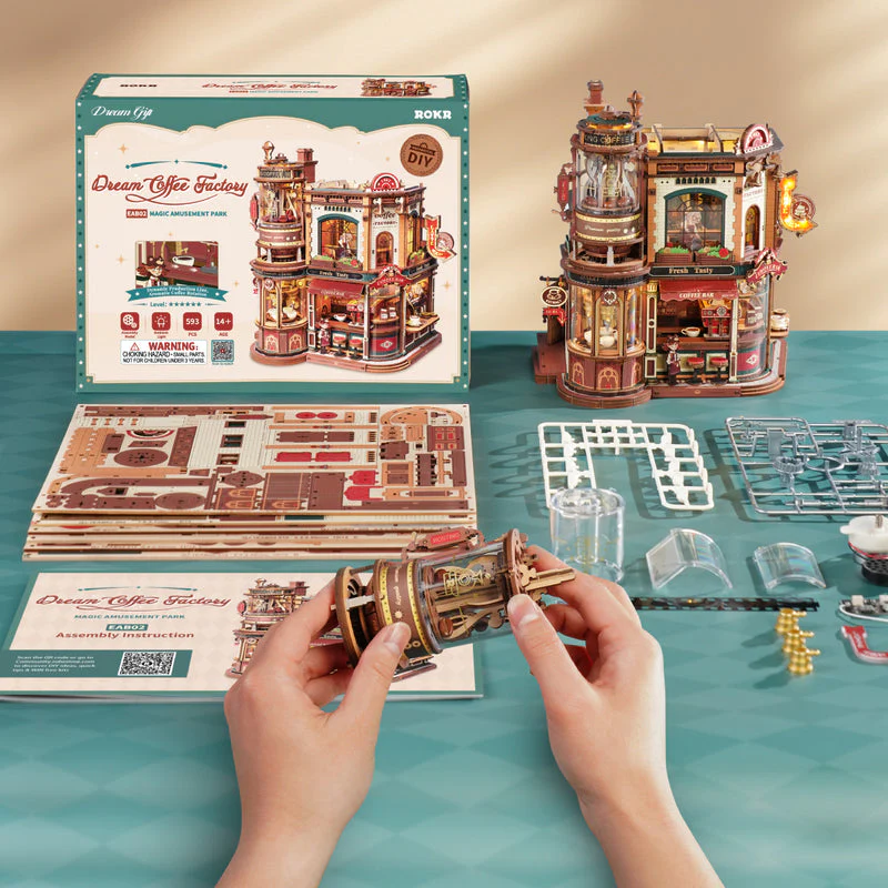 ROKR Dream Coffee Factory Music Box Wooden 3D Puzzle EAB02 [PRE-ORDER] - Image 7