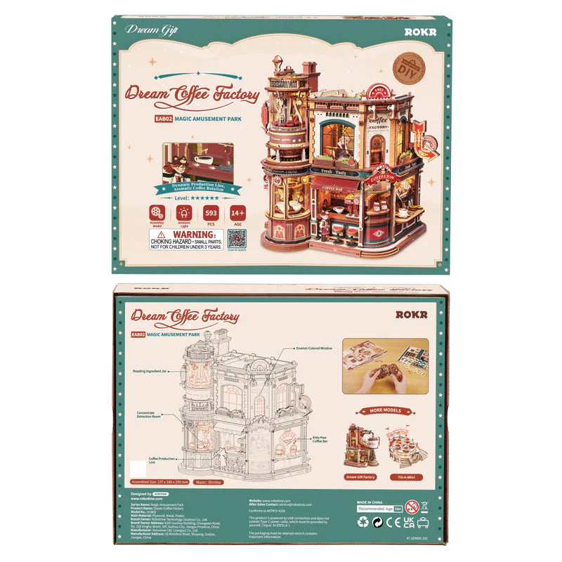 ROKR Dream Coffee Factory Music Box Wooden 3D Puzzle EAB02 [PRE-ORDER] - Image 9