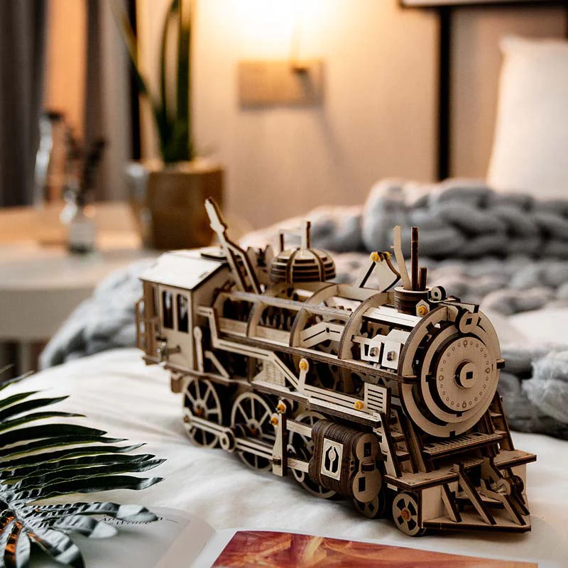 ROKR Locomotive Mechanical Wooden Train Kit LK701 - Image 2