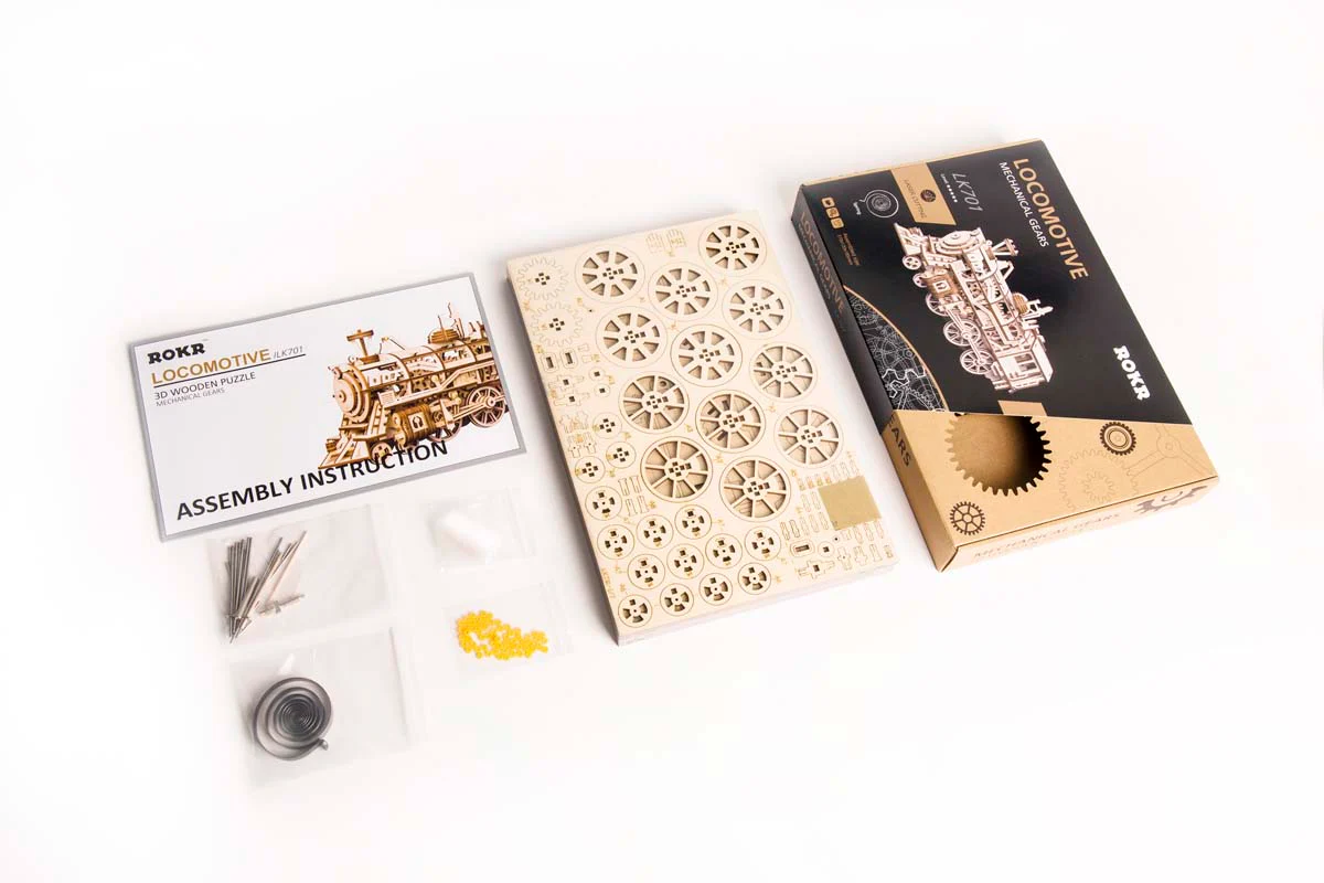ROKR Locomotive Mechanical Wooden Train Kit LK701 - Image 3