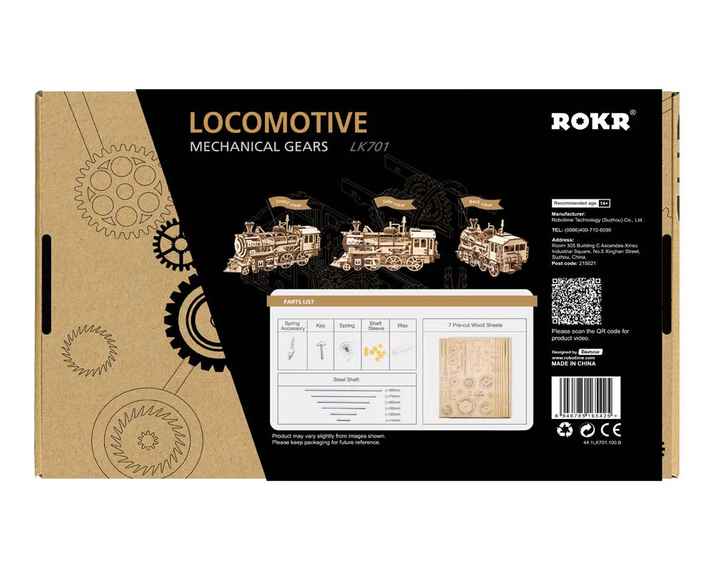 ROKR Locomotive Mechanical Wooden Train Kit LK701 - Image 4